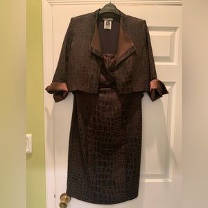 Frank Lyman dress with matching bolero jacket! Animal print design fabric.